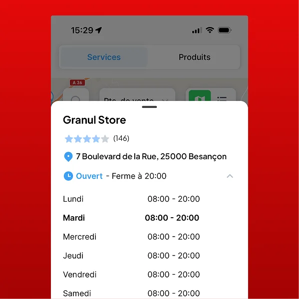 Capture écran — installateurs et SAV sur la carte